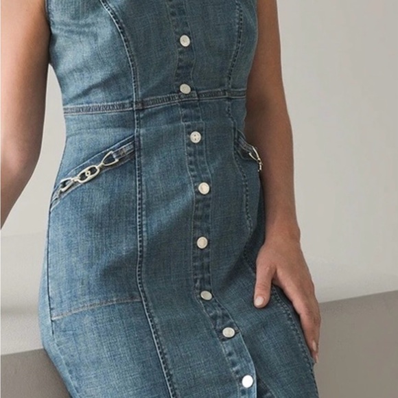 White House Black Market Dresses & Skirts - White House Black Market Blue Denim Button-Front Jean Dress